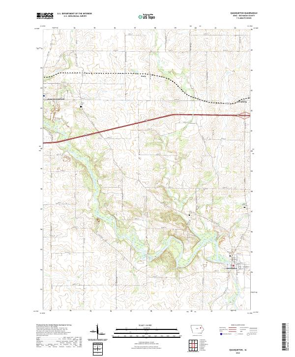 Quasqueton, IA — USGS 7.5-minute topo (2022)
