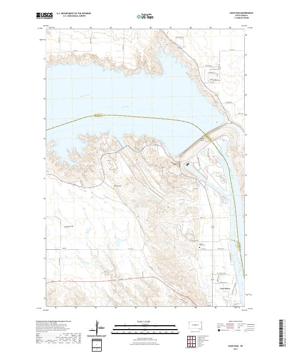Oahe Dam, SD — USGS 7.5-minute topo (2021)
