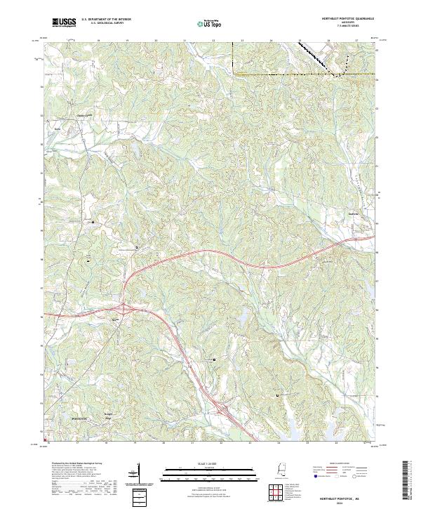 Northeast Pontotoc, MS — USGS 7.5-minute topo (2024)