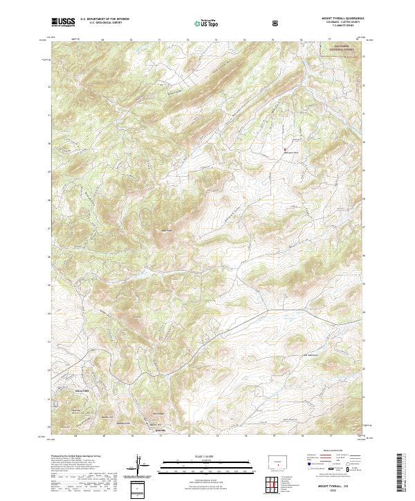 Mount Tyndall, CO — USGS 7.5-minute topo (2022)