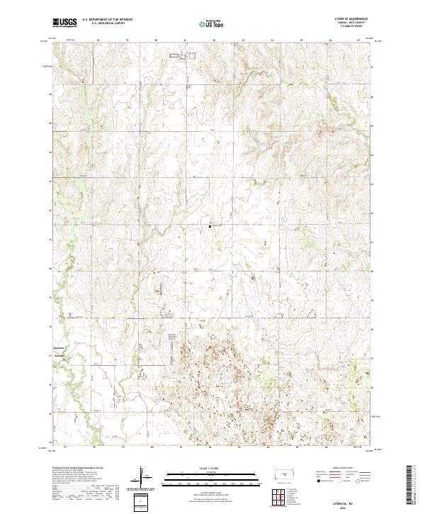 Lyons SE, KS — USGS 7.5-minute topo (2022)