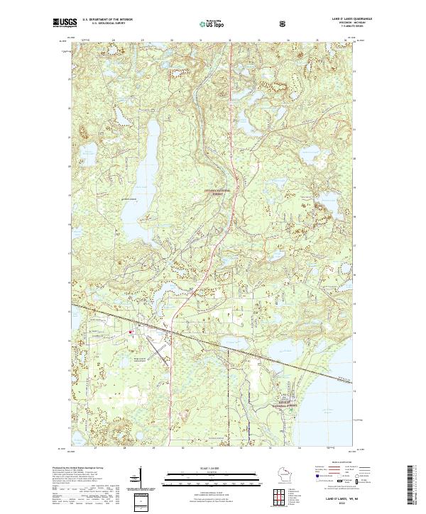 Land O' Lakes, WI-MI — USGS 7.5-minute topo (2022)
