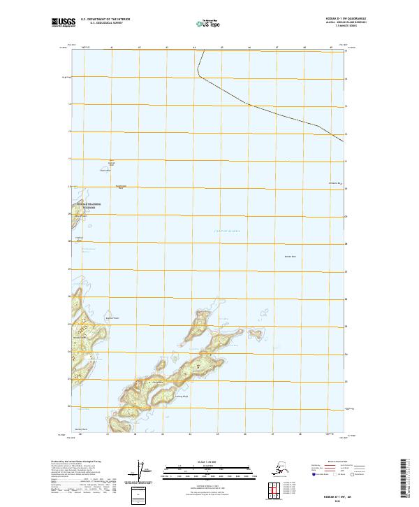 Kodiak D-1 SW, AK — USGS 7.5-minute topo (2021)