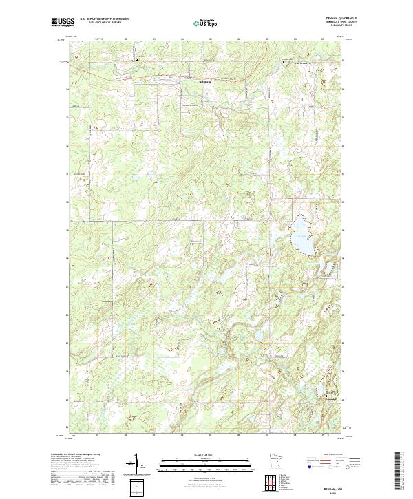 Denham, MN — USGS 7.5-minute topo (2022)