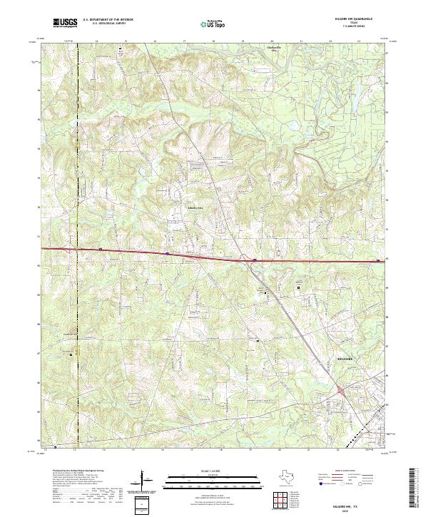 Kilgore NW, TX — USGS 7.5-minute topo (2022)