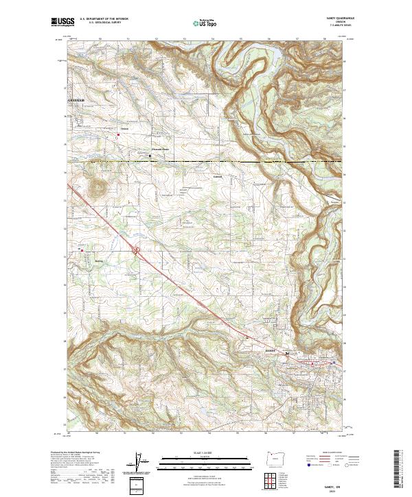 Sandy, OR — USGS 7.5-minute topo (2023)