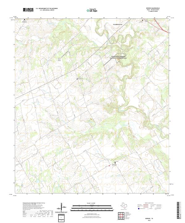 Dewees, TX — USGS 7.5-minute topo (2022)