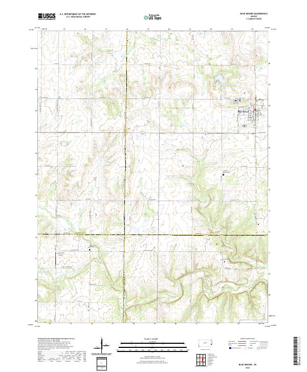 Blue Mound, KS — USGS 7.5-minute topo (2022)