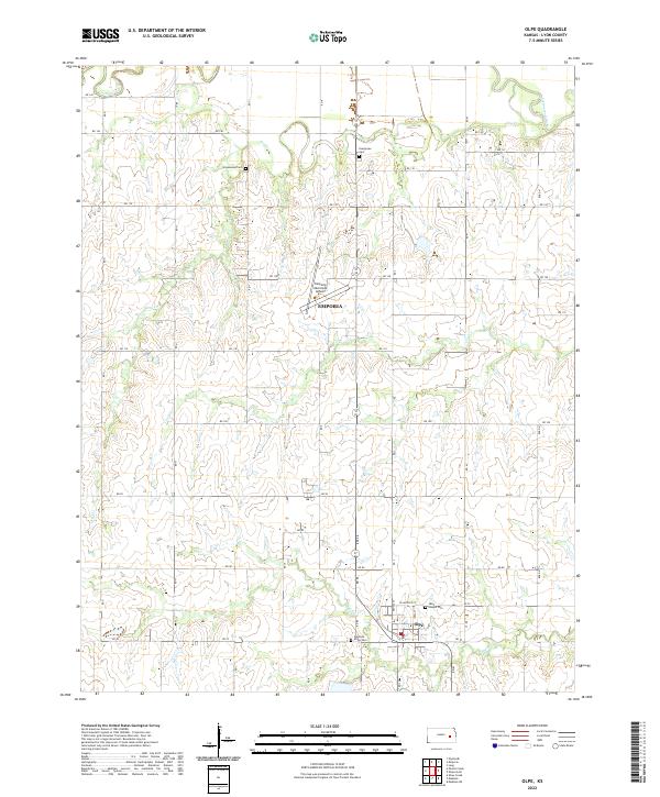 Olpe, KS — USGS 7.5-minute topo (2022)