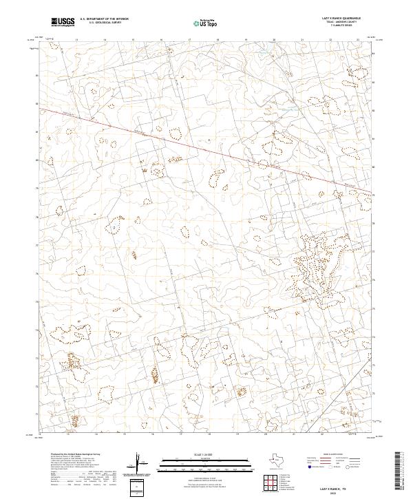 Lazy X Ranch, TX — USGS 7.5-minute topo (2022)