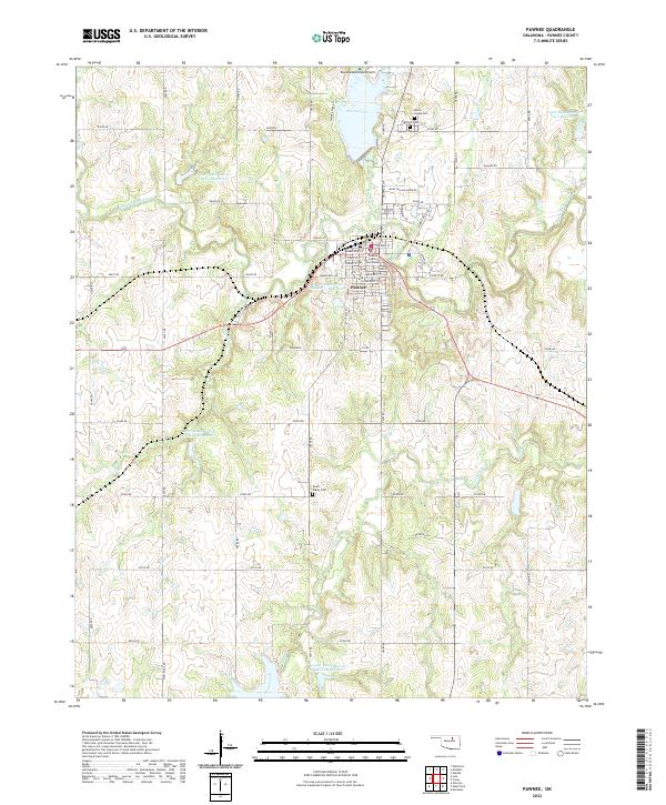 Pawnee, OK — USGS 7.5-minute topo (2022)