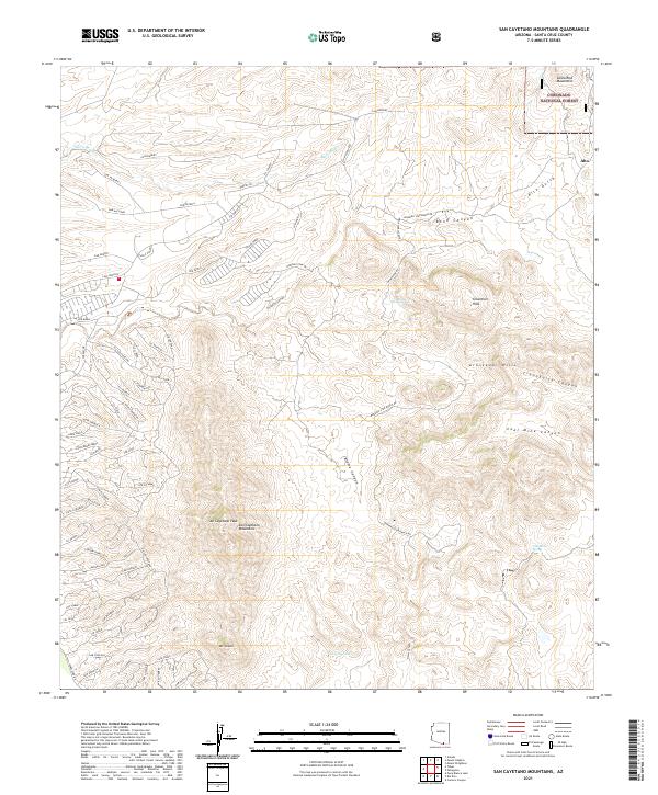 San Cayetano Mountains, AZ — USGS 7.5-minute topo (2021)