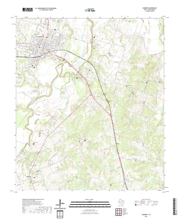 Cameron, TX — USGS 7.5-minute topo (2022)