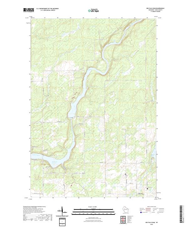 Big Falls Dam, WI — USGS 7.5-minute topo (2022)
