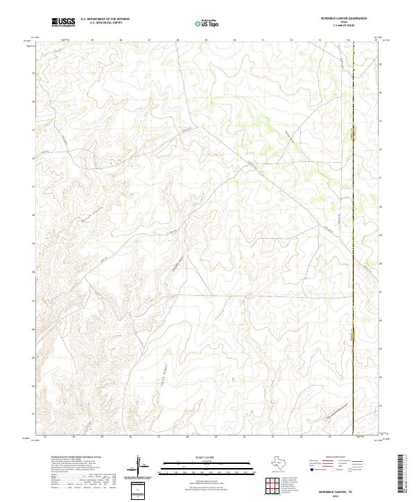 Sevenmile Canyon, TX — USGS 7.5-minute topo (2022)