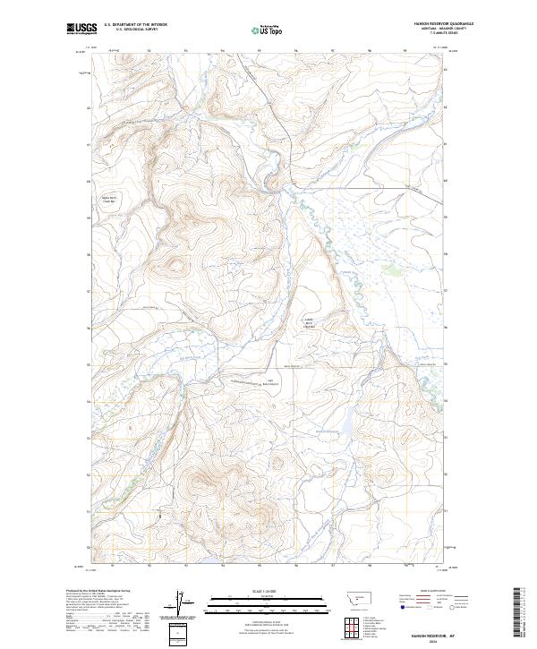 Hanson Reservoir, MT — USGS 7.5-minute topo (2024)