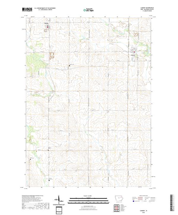 Lamont, IA — USGS 7.5-minute topo (2022)