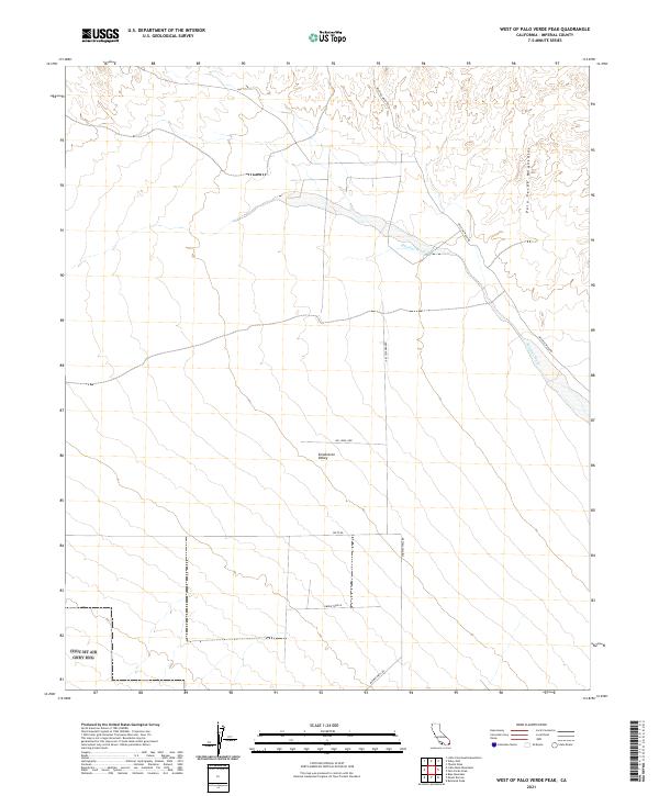 West of Palo Verde Peak, CA — USGS 7.5-minute topo (2021)