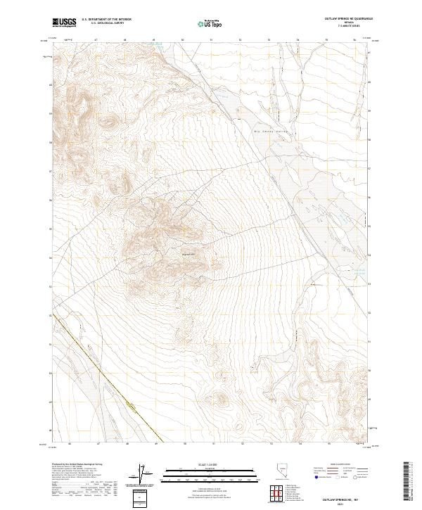 Outlaw Springs NE, NV — USGS 7.5-minute topo (2021)