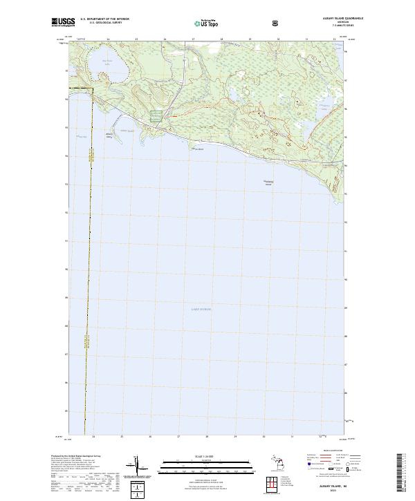 Albany Island, MI — USGS 7.5-minute topo (2023)