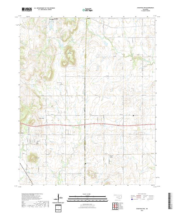 Chouteau NW, OK — USGS 7.5-minute topo (2022)