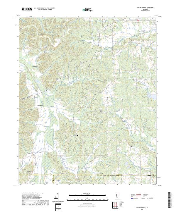 Kossuth South, MS — USGS 7.5-minute topo (2024)