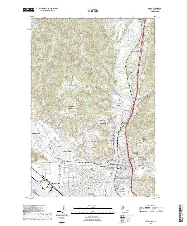 Kelso, WA-OR — USGS 7.5-minute topo (2023)