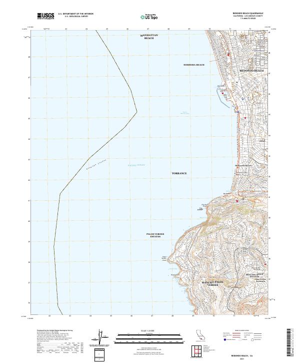 Redondo Beach, CA — USGS 7.5-minute topo (2021)