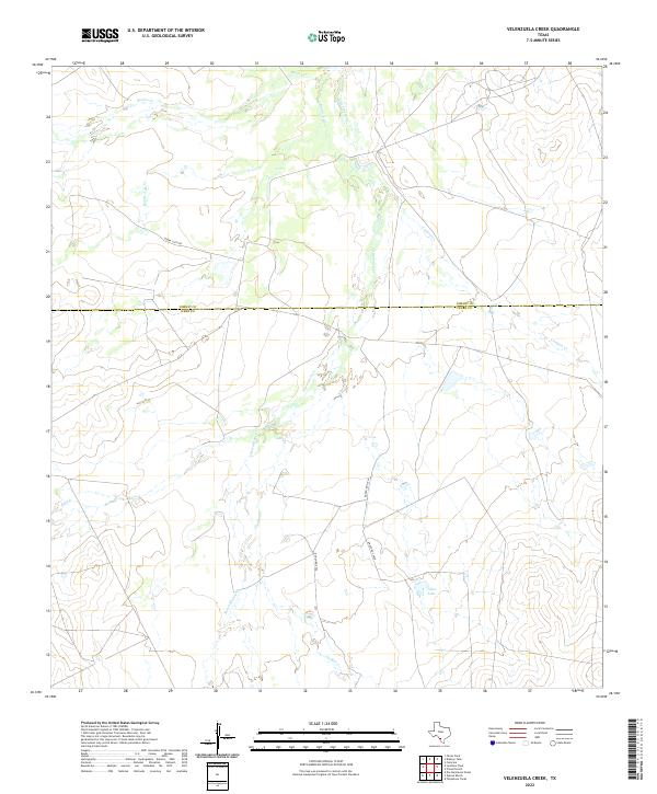 Velenzuela Creek, TX — USGS 7.5-minute topo (2022)