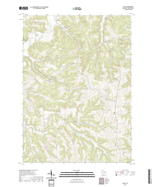 Clyde, WI — USGS 7.5-minute topo (2022)