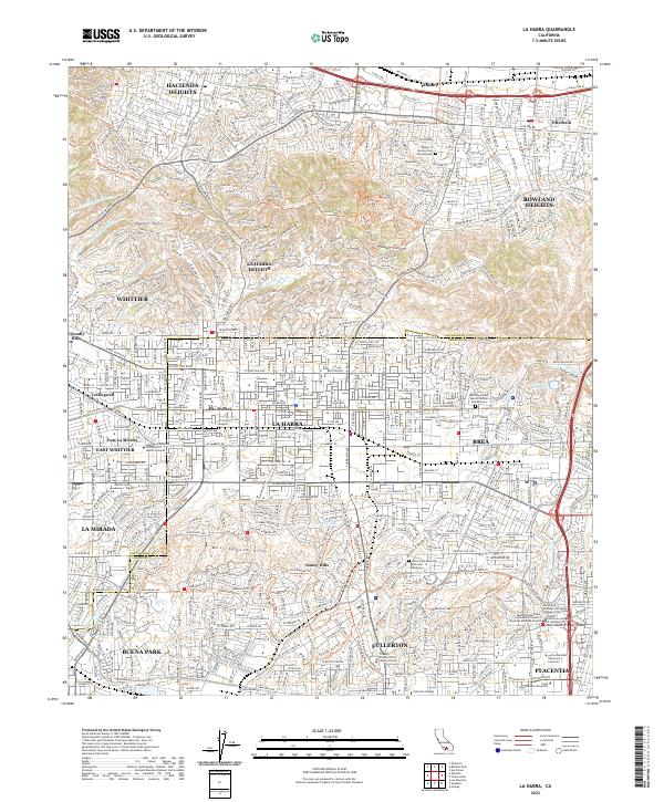 La Habra, CA — USGS 7.5-minute topo (2022)