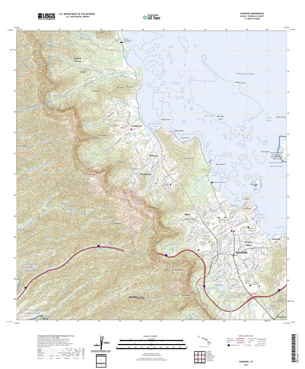 Kaneohe, HI — USGS 7.5-minute topo (2024)