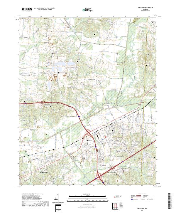 Arlington, TN — USGS 7.5-minute topo (2022)