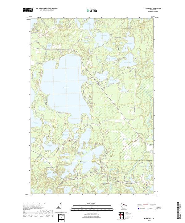 Fence Lake, WI — USGS 7.5-minute topo (2022)