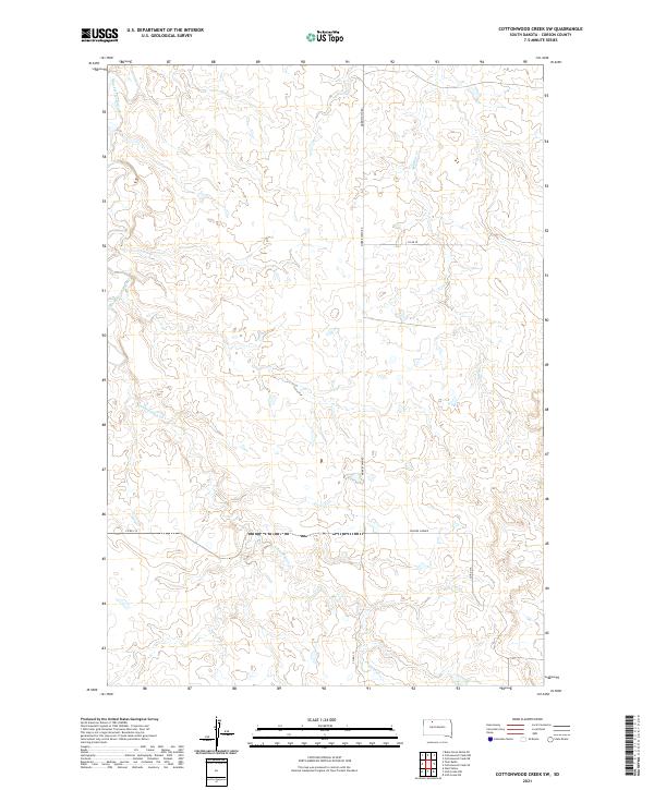 Cottonwood Creek SW, SD — USGS 7.5-minute topo (2021)