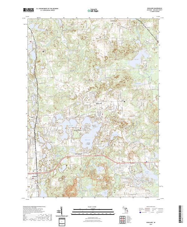Highland, MI — USGS 7.5-minute topo (2023)