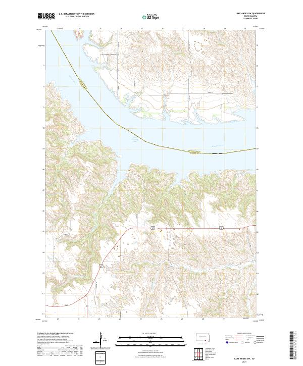 Lake Andes SW, SD — USGS 7.5-minute topo (2021)