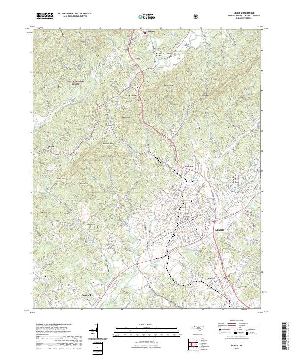 Lenoir, NC — USGS 7.5-minute topo (2022)
