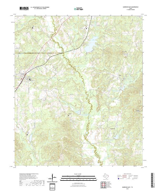 Garrison East, TX — USGS 7.5-minute topo (2022)