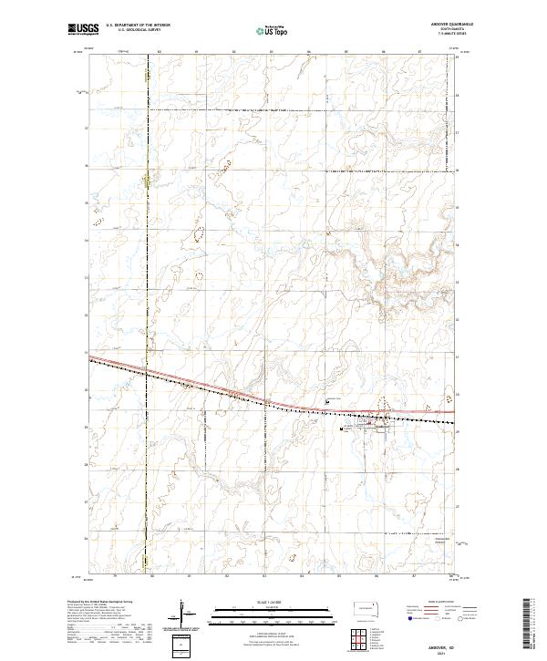 Andover, SD — USGS 7.5-minute topo (2021)