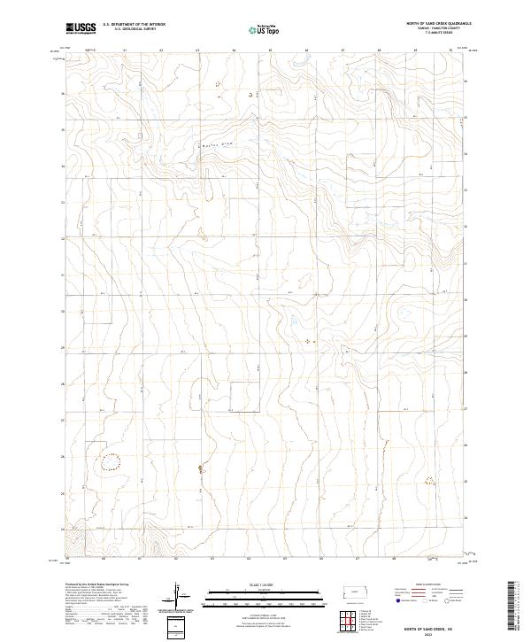 North of Sand Creek, KS — USGS 7.5-minute topo (2022)