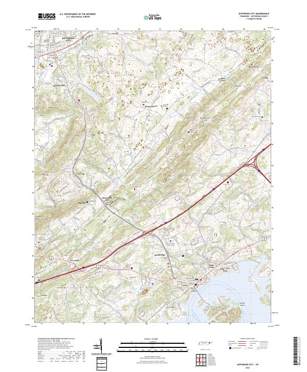 Jefferson City, TN — USGS 7.5-minute topo (2022)