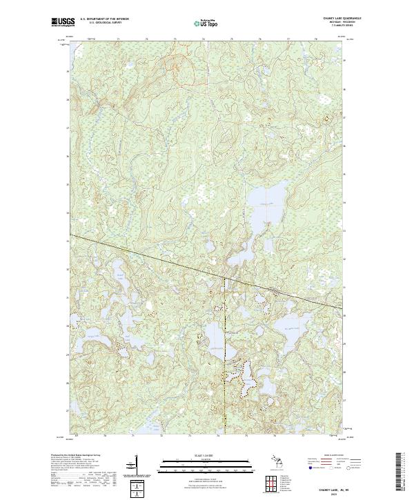 Chaney Lake, MI-WI — USGS 7.5-minute topo (2023)