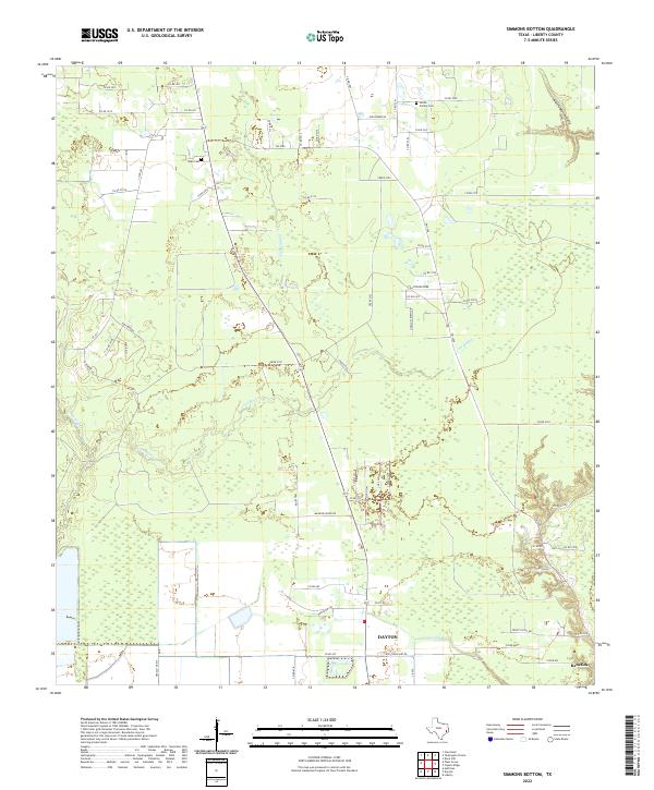 Simmons Bottom, TX — USGS 7.5-minute topo (2022)