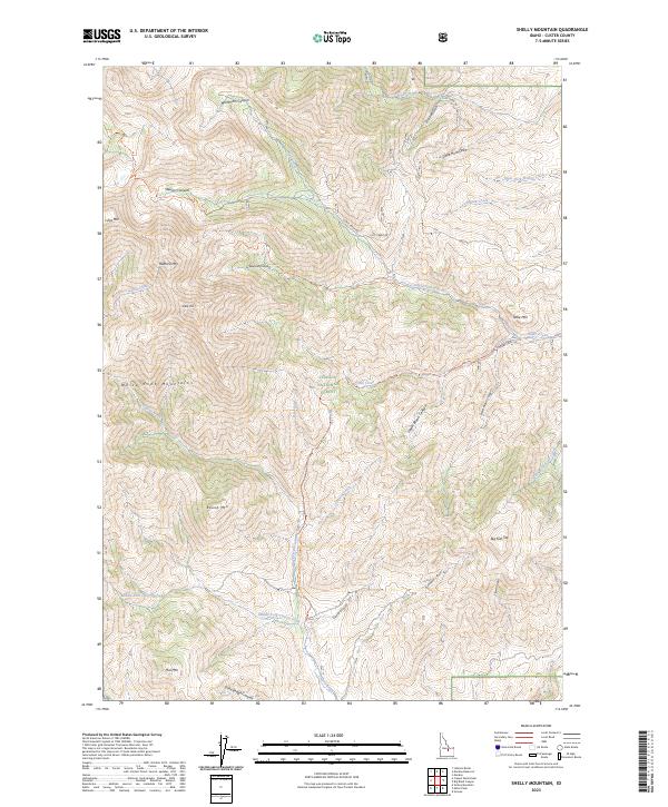 Shelly Mountain, ID — USGS 7.5-minute topo (2023)