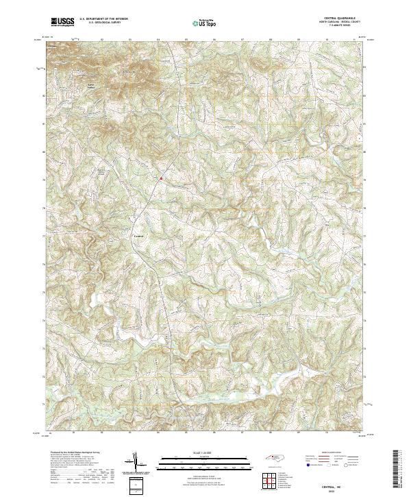 Central, NC — USGS 7.5-minute topo (2022)