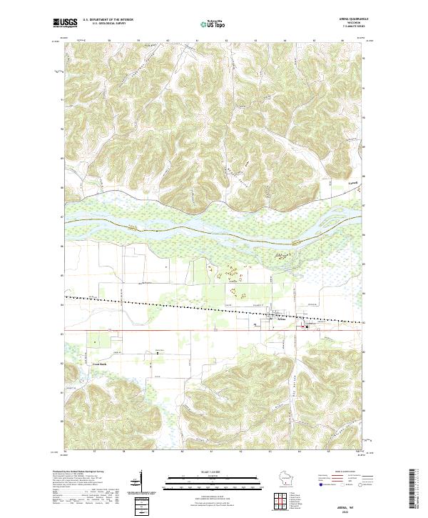 Arena, WI — USGS 7.5-minute topo (2022)
