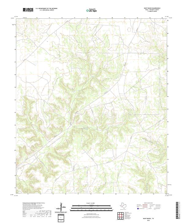 Hunt Ranch, TX — USGS 7.5-minute topo (2022)