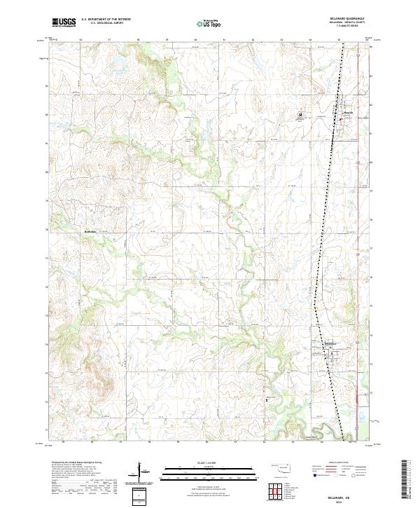 Delaware, OK — USGS 7.5-minute topo (2022)