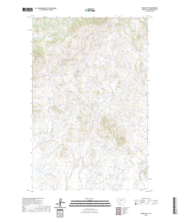 Tiger Butte, MT — USGS 7.5-minute topo (2024)